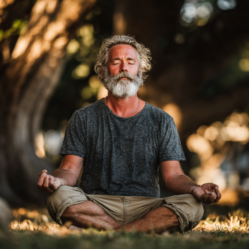 Люди поважного віку займаються йогою